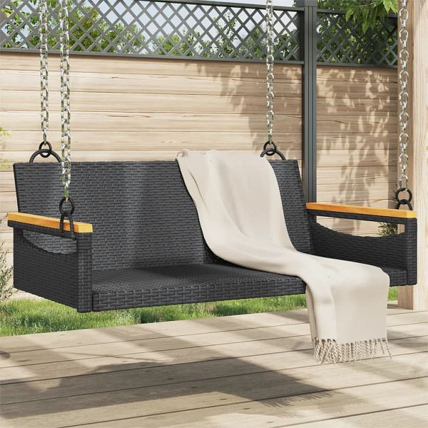 vidaXL Hängebank Schwarz 109x62x40 cm Poly Rattan, 368143
