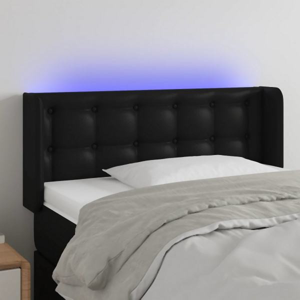 vidaXL LED Kopfteil Schwarz 103x16x78/88 cm Kunstleder, 3123320