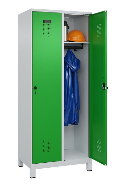 C+P Spind Evolo PLUS, mit Füßen, 2 Abteile, 1950x800x500mm, 7035/6037, Verschluss Drehriegel, Ablageböden 2, 049010-22 S10011