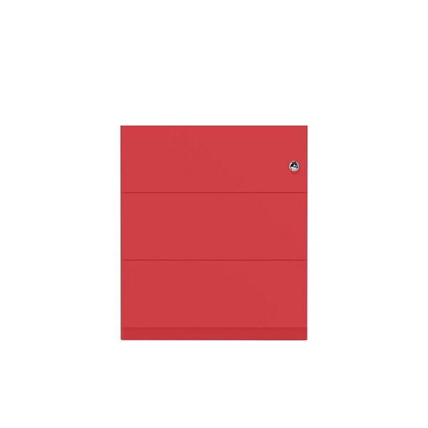 Bisley Rollcontainer Note™, 3 Schubladen, Tiefe 775 mm, Griffleiste, 670 kardinalrot, NWA79M7BBB670