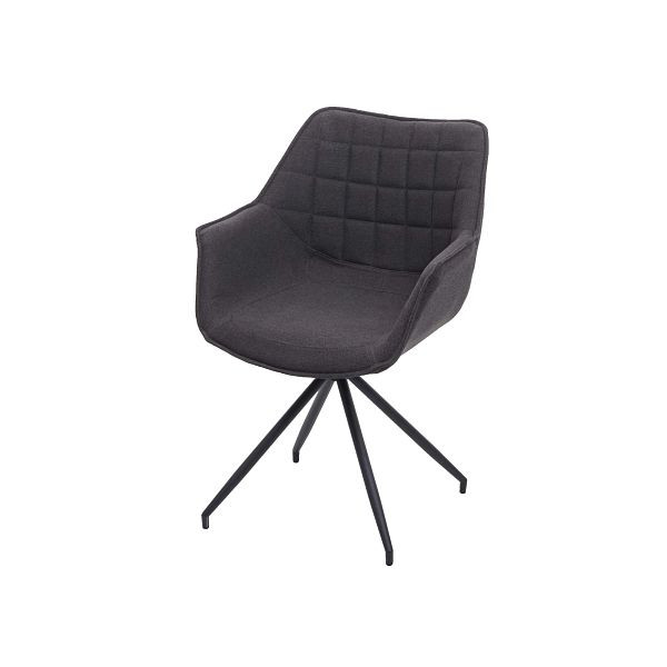 Mendler Esszimmerstuhl HWC-H44, Küchenstuhl Stuhl, drehbar Auto-Position Metall, Stoff/Textil dunkelgrau, Fuß schwarz, 73463