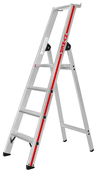 HYMER Stufenstehleiter mit Plattform, einseitig begehbar, 4 Stufen, Länge 1,70 m, Standhöhe: 0,93 m, 802604