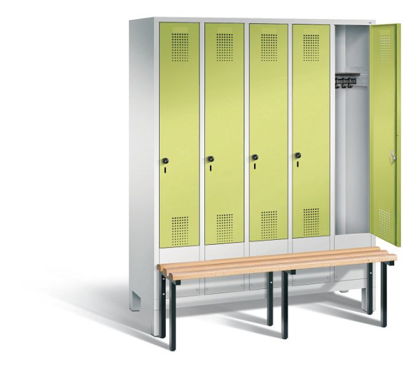 C+P Spind Evolo, 5 Abteile, H1850xB1480xT815 mm, Lichtgrau/Viridingrün, 48030-50 S10135