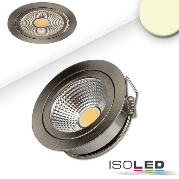 ISOLED LED Einbaustrahler COB mit Reflektor, 5W, 60°, nickel gebürstet, warmweiß, 112032