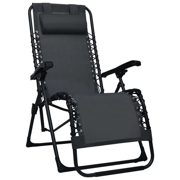 vidaXL Liegestuhl Klappbar Schwarz Textilene, Stahl, 47899