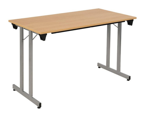 Deskin Klapptisch / Mehrzwecktisch, Platte Dekor Buche, Gestell Alusilber, B 1400 x T 700 x H 720 mm, 349482