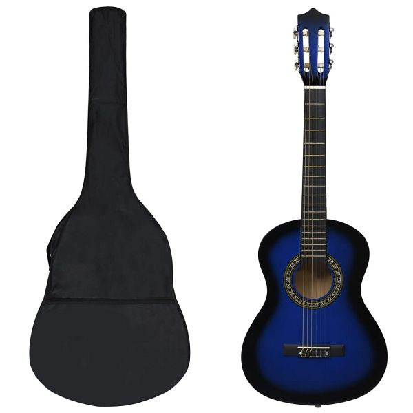 vidaXL 8-teilig Klassikgitarren-Set für Anfänger Blau 1/2 34", 70125
