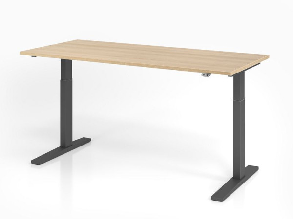 Hammerbacher Schreibtisch XMKA19, 180 x 80 cm, Platte: Eiche, 25 mm dick, ABS-Dickkante, Rechteckform, Graphit, VXMKA19/E/G