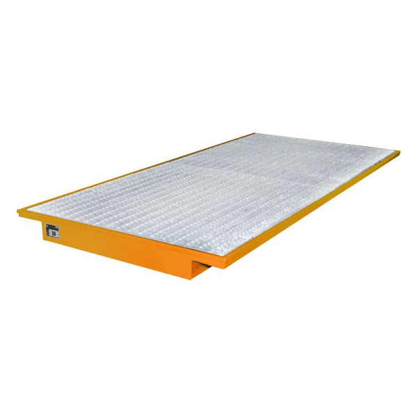 STEIN HGS Einhängewanne EHW, 3mm Stahlblech, verzinktes Gitterrost, 233 Liter, RAL 2000 gelborange, Gesamthöhe 130 mm, lackiert, 79201.0013