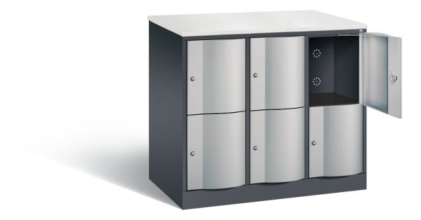 C+P XL-Schließfachschrank Resisto, H1077xB1148xT640mm, Farbe: Schwarzgrau / Weißaluminium, 8472-373 S10060