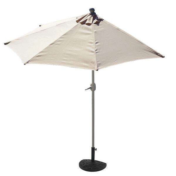 Mendler Sonnenschirm halbrund Parla, Halbschirm Balkonschirm, UV 50+ Polyester/Alu 3kg, 300cm creme mit Ständer, 35122+35128