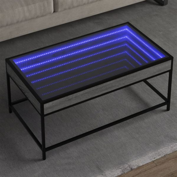 vidaXL Couchtisch mit Infinity-LED Grau Sonoma 90x50x41 cm, 847690
