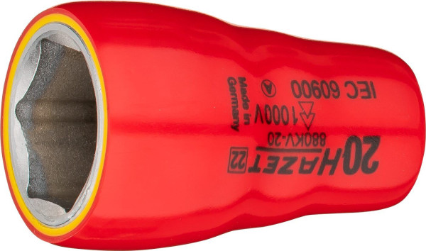 Hazet Steckschlüsseleinsatz, Sechskant, Vierkant hohl 10 mm (3/8 Zoll), 20 mm, Kurze Ausführung, 880KV-20