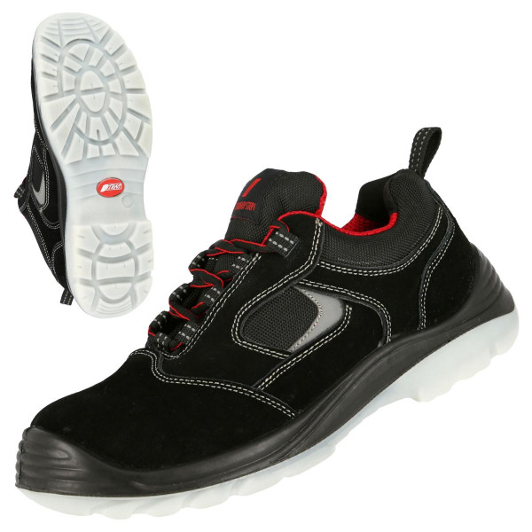NITRAS EASY STEP, S1P Sicherheitshalbschuhe, widerstandsfähiges Veloursleder, schwarz, Größe: 38, VE: 10 Paar, 7310-38