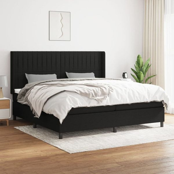 vidaXL Boxspringbett mit Matratze Schwarz 200x200 cm Stoff, 3131619