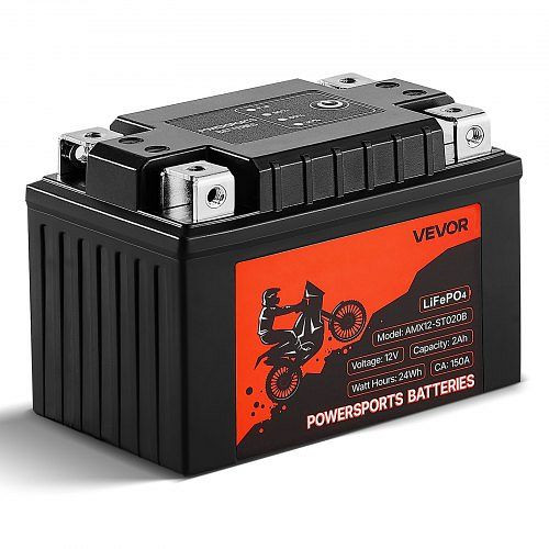 VEVOR 12V 2Ah LiFePO4 Lithium Motorradbatterie, vorgeladen, wartungsfrei, für ATV, Motorrad, Jetski, Roller, UTV, LSTLMTCDLDC1PIRTW001V9