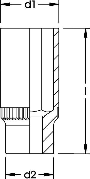 ELORA Steckschlüssel-Einsatz 1/2", extra tief, Zwölfkant, 770-LT 34 mm, 0770033402000