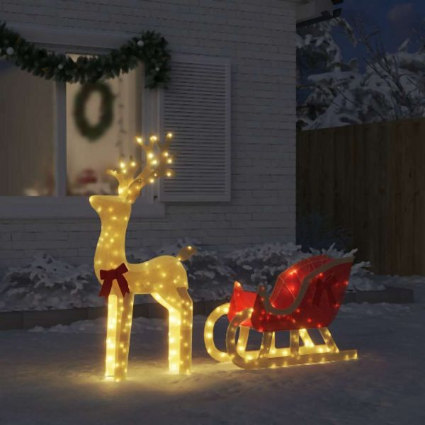 vidaXL LED-Rentiere mit Schlitten 100 LEDs Warmweiß, 4019492