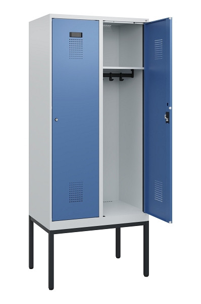 C+P Spind Evolo PLUS, Gestell, 2 Abteile, 1950x800x500mm, 7035/5023, Zylinderschloss, 0490305-22 S10033