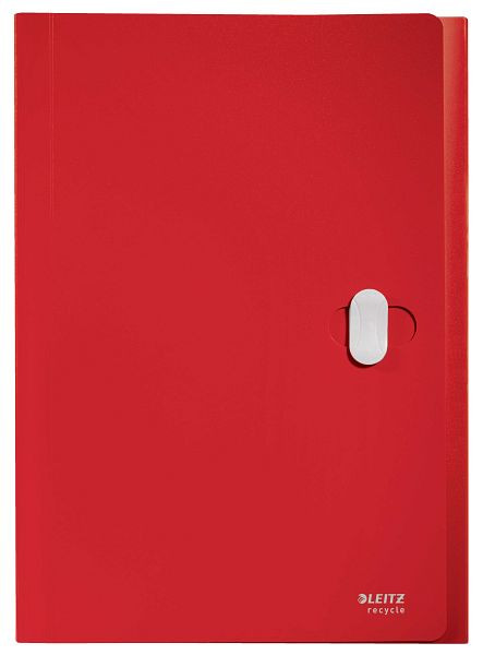 LEITZ 4624 Fächermappe Recycle, A4, 5 Fächer, 250 Blatt, PP, klimaneutral, rot, 4624-00-25