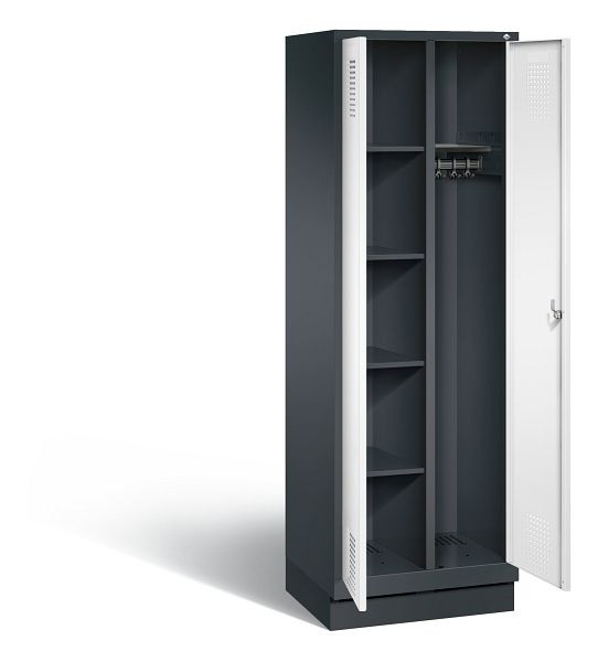 C+P Putzmittel-Spind Evolo, H1800xB610xT500mm, Farbe: Schwarzgrau / Verkehrsweiß, 48160-20 S10128