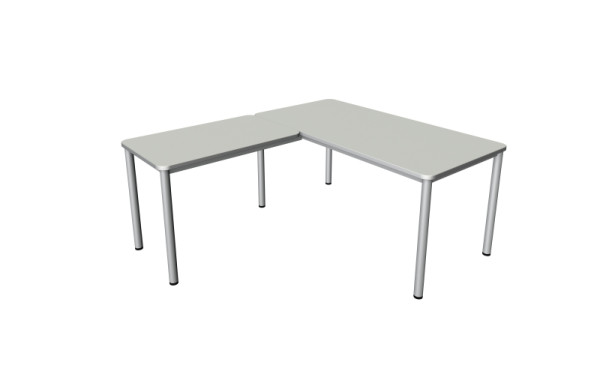 Kerkmann Winkelarbeitsplatz Prime, Schreibtisch B 1600 x T 800 x H 750 mm, Anbautisch 1000 x 600 x 750 mm, lichtgrau, 11043011