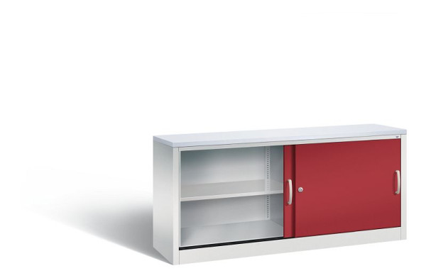 C+P Sideboard mit Schiebetüren Acurado, H720xB1600xT400mm, Farbe: Lichtgrau / Rubinrot, Bügelgriff, 2 OH, 5724-00 S10336
