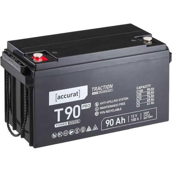 Accurat Traction Pro T90 AGM Batterie 12V 90Ah, VBB-AGM-P-T90