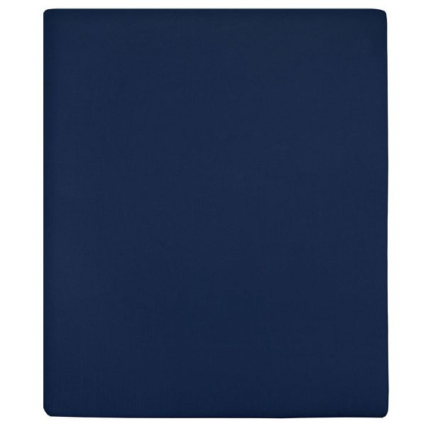 vidaXL Spannbettlaken Jersey Marineblau 140x200 cm Baumwolle, 136234