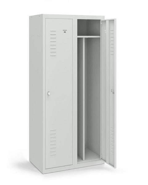 Deskin Garderobenspind Economy, 2 Abteile, Lichtgrau RAL 7035, 800 x 500 x 1800 mm, 348013