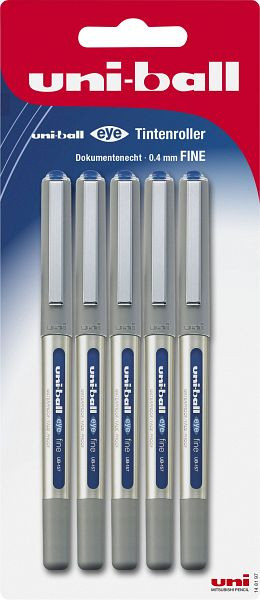 Uni-Ball Tintenroller eye fine UB-157 - 0,4 mm, blau (dokumentenecht), 5er Blisterpack, 148197