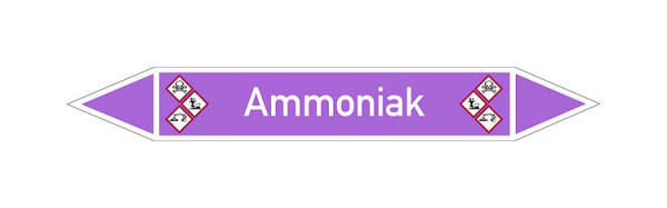 Schilder Klar Rohrleitungskennzeichen Ammoniak, 187x26 mm Folie selbstklebend, 101606/31