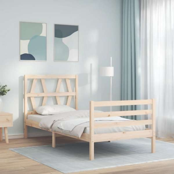 vidaXL Massivholzbett mit Kopfteil, 3194336, 8720845995065