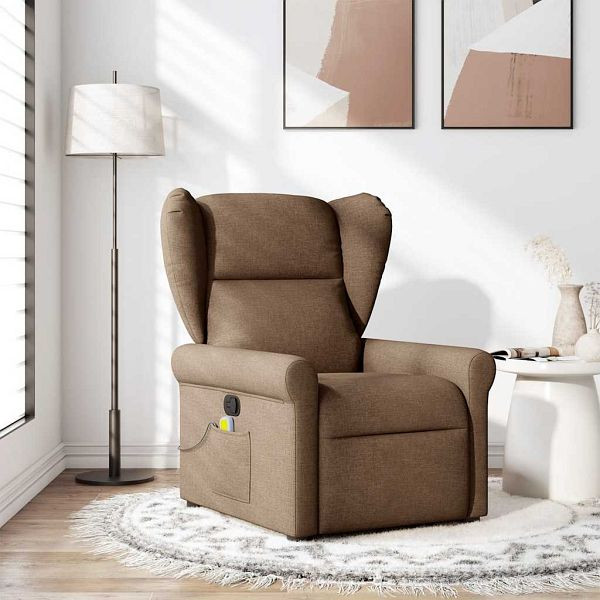 vidaXL Massagesessel Braun Stoff, manuelle Liegefunktion, 4015670