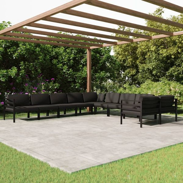 vidaXL 10-teilig Garten-Lounge-Set mit Kissen Aluminium Anthrazit, 3107827