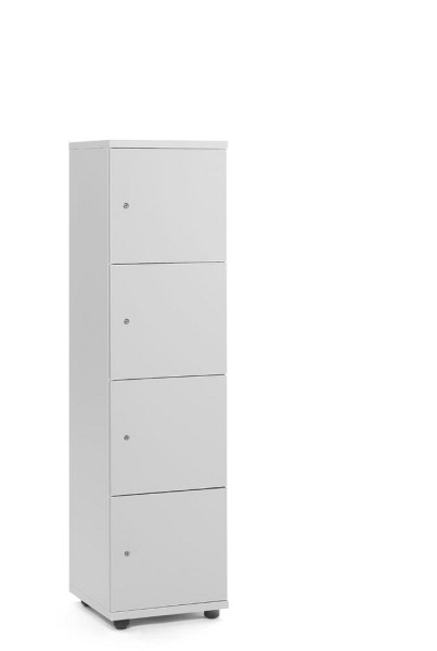 Deskin Schließfachschrank OFFICE-LINE, 4 Fächer, Korpus und Türen Dekor Lichtgrau, H 1530 x B 400 x T 420 mm, Zylinderschlösser, ohne Posteinwurf, 289878