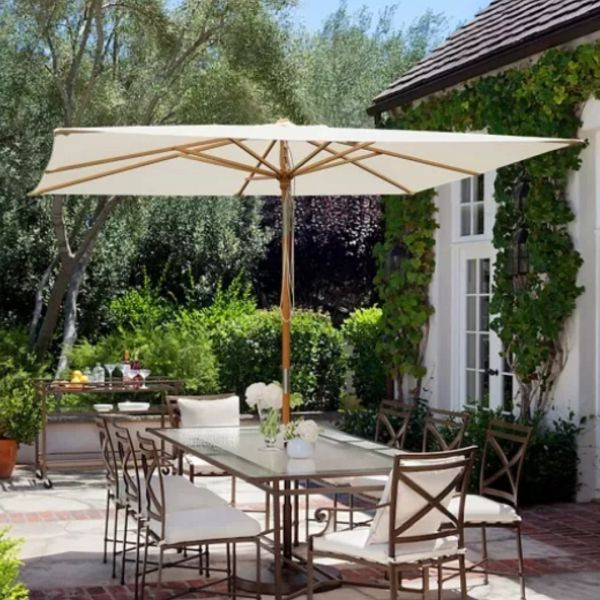 Sekey 300 x 200cm Holz Sonnenschirm, platzsparend, UB1