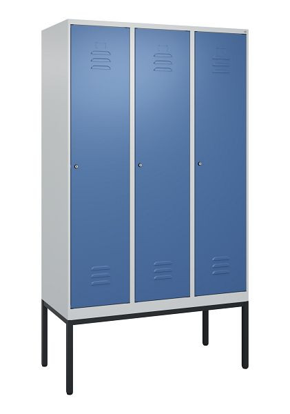 C+P Umkleidespind Classic PLUS, Gestell, 3 Abteile, 2120x1200x500mm, 7035/5023, Zylinderschlösser, 0800307-32 S10020