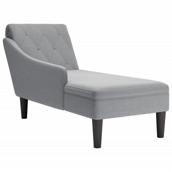vidaXL Chaiselongue mit Kissen und Rechter Armlehne Hellgrau Stoff, 4009843
