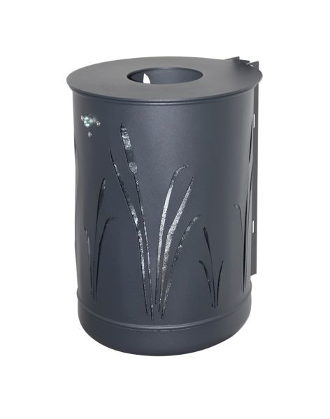 Renner Abfallbehälter ca. 50 L, Schilf-Design mit Deckelscheibe, feuerverzinkt und pulverbeschichtet, anthrazit-eisenglimmer, 7039-65PB DB 703