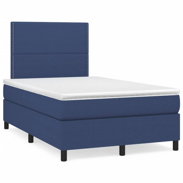 vidaXL Boxspringbett mit Matratze & LED Blau 120x190 cm Stoff, 3270196