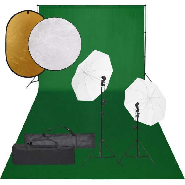 vidaXL Fotostudio-Set mit Beleuchtung, Hintergrund und Reflektor, 3094663
