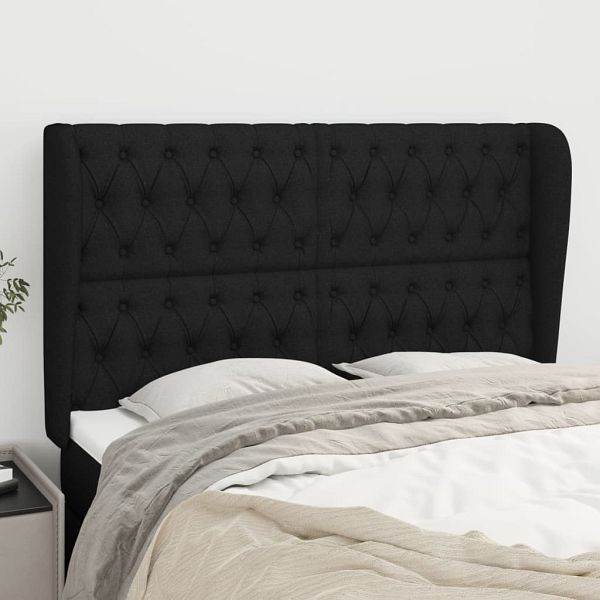 vidaXL Kopfteil mit Ohren Schwarz 147x23x118/128 cm Stoff, 3118292