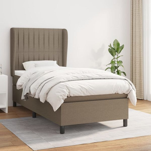 vidaXL Boxspringbett mit Matratze Taupe 100x200 cm Stoff, 3128105