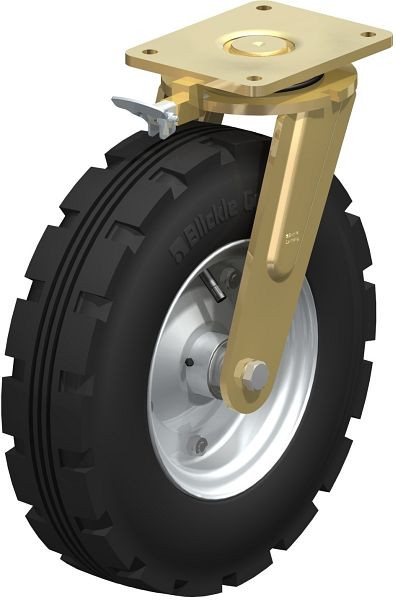 Blickle LS-PS 430K-RI4 Stahlgeschweißte Schwerlast-Lenkrolle, schwere Drehkranz-Ausführung, Luftreifen, Schwarz, 433243