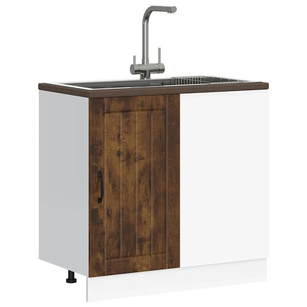 vidaXL Spülenunterschrank Lucca Räuchereiche Holzwerkstoff, 854313