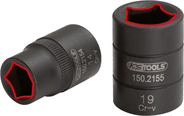 KS Tools 1/2" Bremssattel Stecknuss 5-kant, 14mm, 150.2154