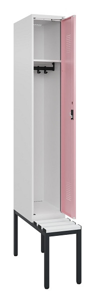C+P Spind Evolo PLUS, 1 Abteile, 2120x300x815mm, 9016/3015, Haken 3, Zylinderschloss, Sitzfläche Kunststoff, Sitzbank, 0490507-10 S10099