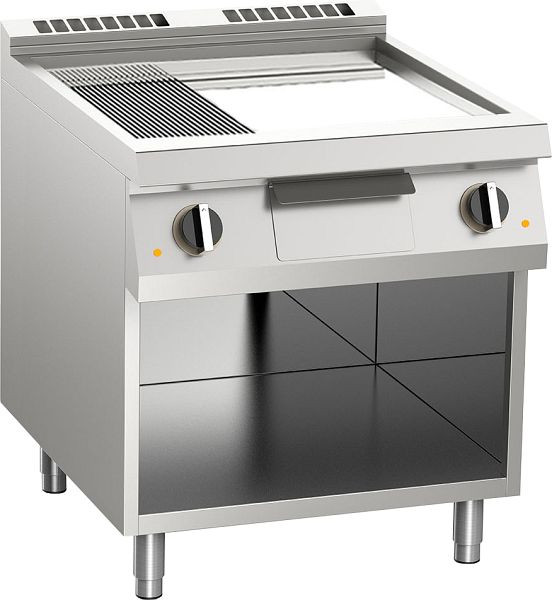 KBS Elektro-Grillplatte 1/3 gerillt verchromt 10,8kW 2 Heizzonen offener Unterbau, 10412417