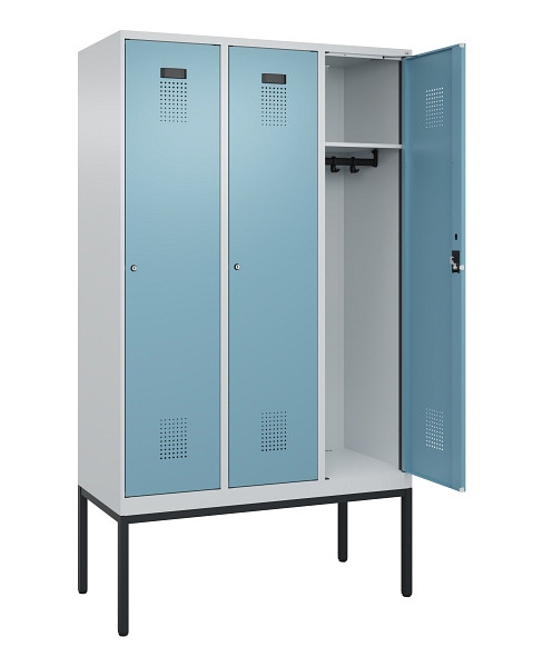 C+P Spind Evolo PLUS, Gestell, 3 Abteile, 2120x1200x500mm, 7035/0010, Verschluss Zylinderschloss, Ablageböden 3, 0490307-32 S10036